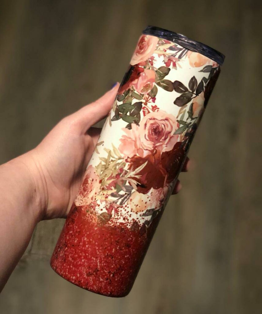 Personalized Floral Tumbler Etsy
