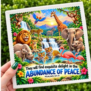 Microfiber Lens Cloth Animals - Psalms 37:11 - Spanish or English