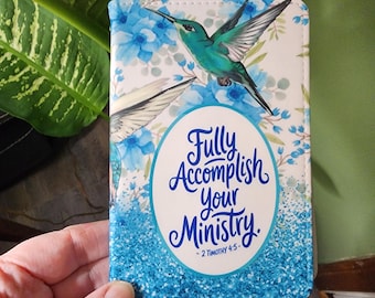 Small Tract Holder - Fully Accomplish Your Ministry - English or Spanish - Hummingbirds - Personalized