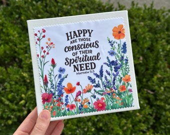 JW Microfiber Lens Cloth - English or Spanish - 2026 Year Text - Matthew 5:3 - Wildflowers