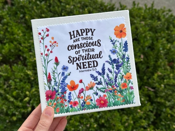Microfiber Lens Cloth - English or Spanish - 2026 Year Text - Matthew 5:3 - Wildflowers