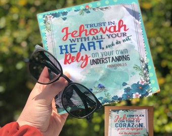 Microfiber Lens Cloth - Trust in Jehovah - Proverbs 3:5 - English or Spanish