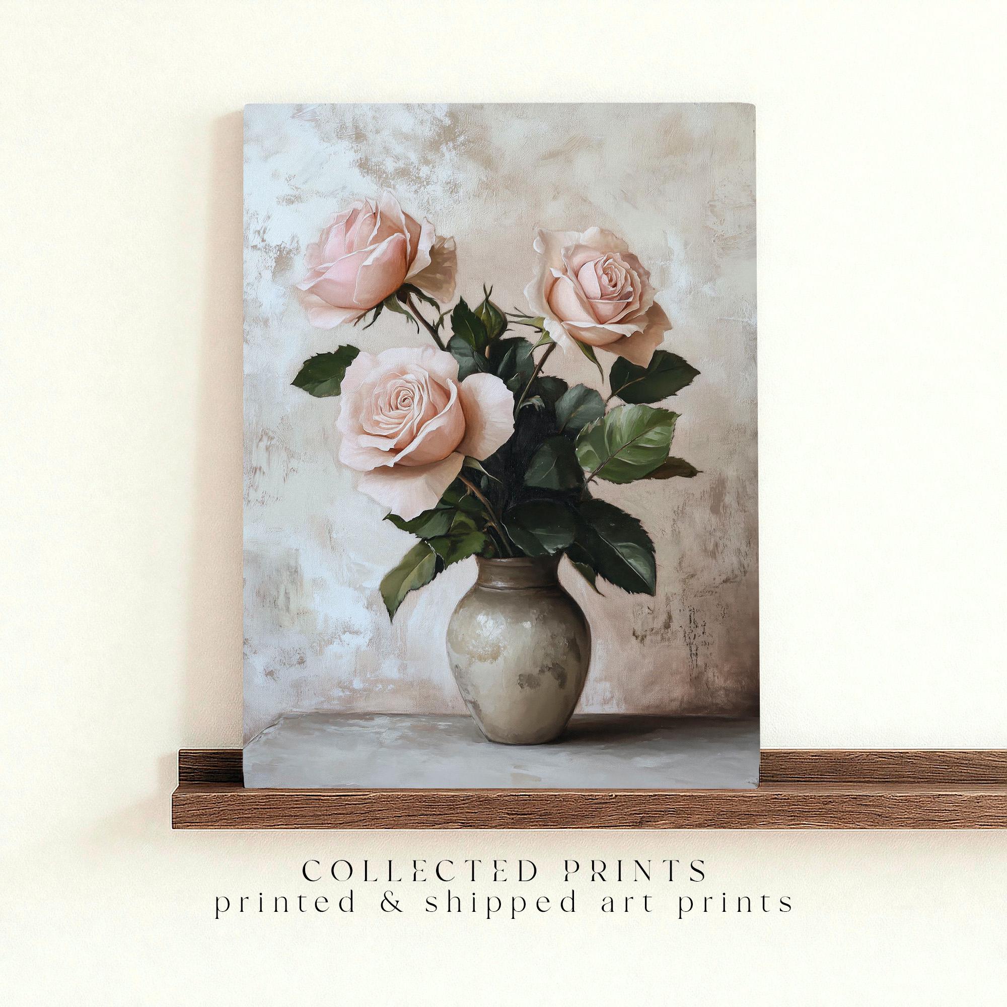 Muted Pink Roses Still Life Print: Vintage Floral Wall Art, Cottagecore ...