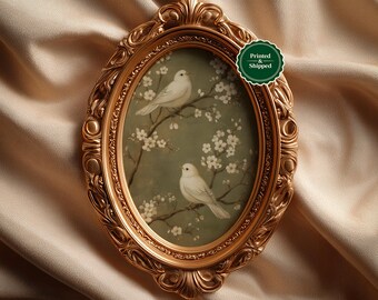 White Birds Botanical Print: Vintage French Country Wall Art