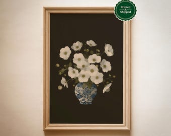Moody Botanical Print: Cottagecore Floral Wall Art, Spring Home Decor