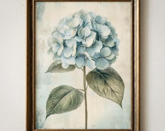 Blue Hydrangea Flower Print: Vintage Botanical Spring Wall Art, French Country Decor, Printable (Digital Download)