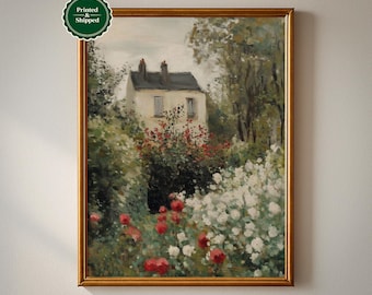 Vintage Rose Garden Print: English Cottagecore Wall Art