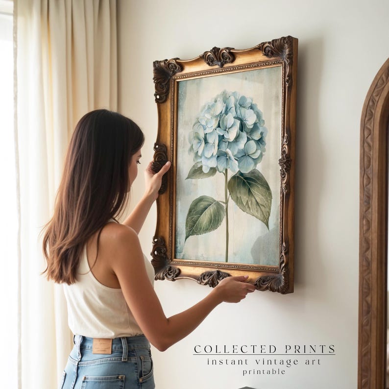 Blue Hydrangea Flower Print: Vintage Botanical Spring Wall Art, French Country Decor, Printable (Digital Download) image 8