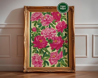 Pink Peonies Art Print: Bold Modern Abstract Floral Wall Decor