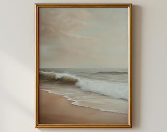 Vintage zeegezichtkunstprint, kustgalerijmuur (digitale download)