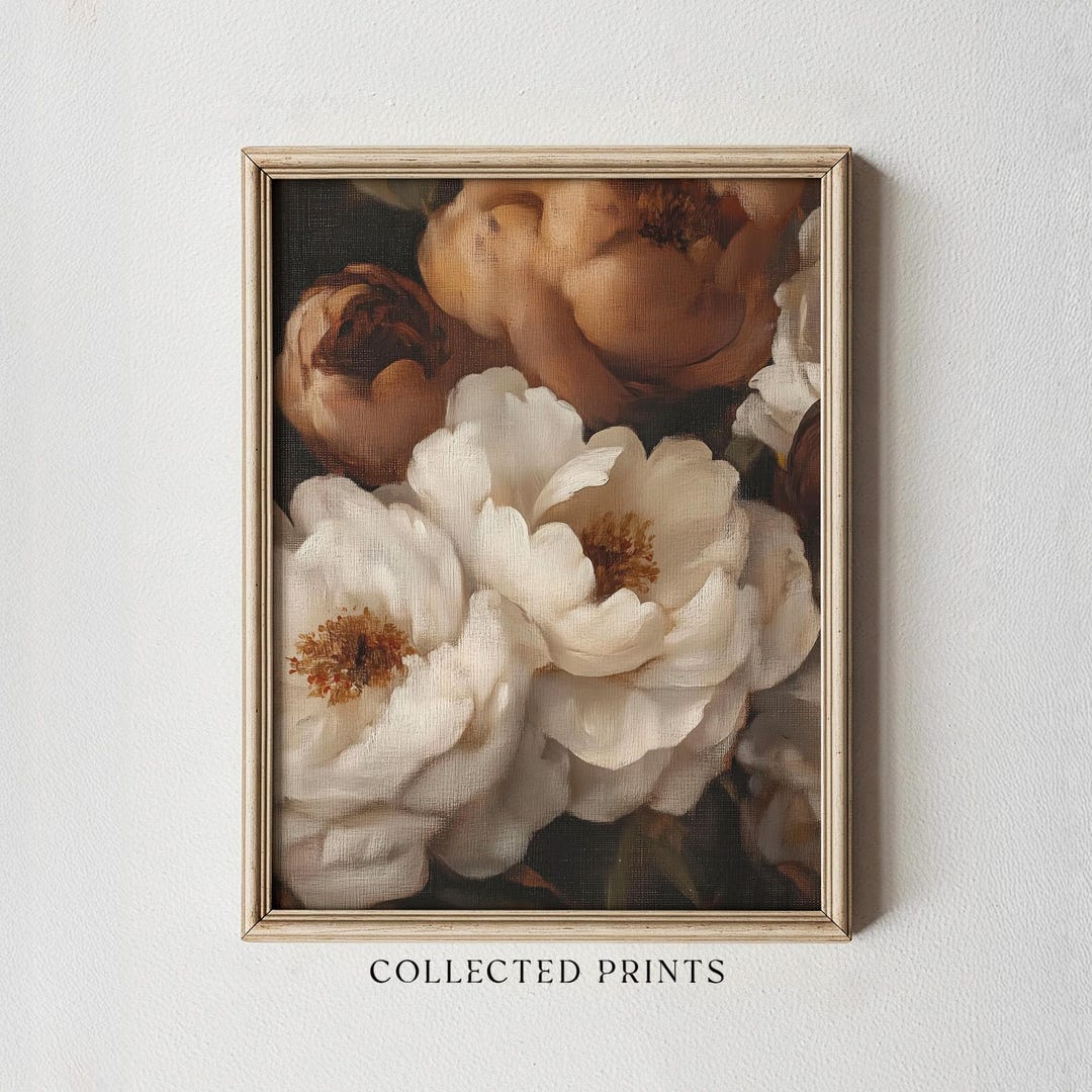 Dark Autumn Floral Print: Vintage Botanical Still Life, Moody Wall Art ...