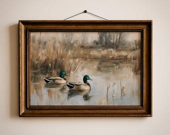 Mallard Duck Print: Vintage Rustic Nursery Wall Art, Boys Room, Office Decor
