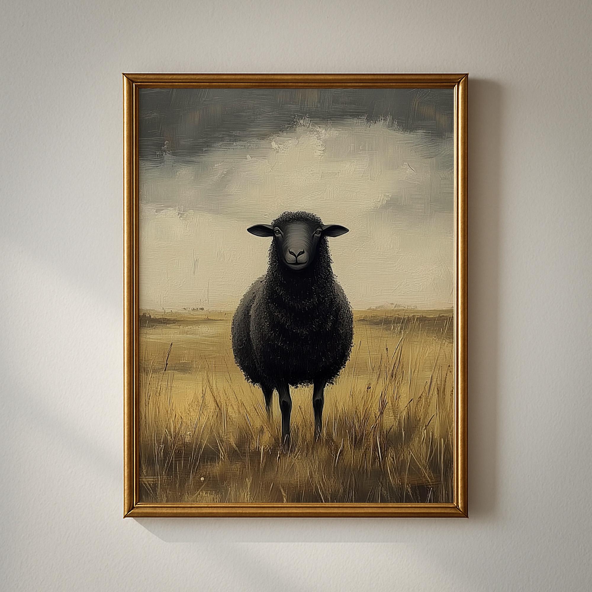 Black Sheep US オリジナル　5枚セット Black Sheep Art Print: Cottagecore Farmhouse Wall Decor, French