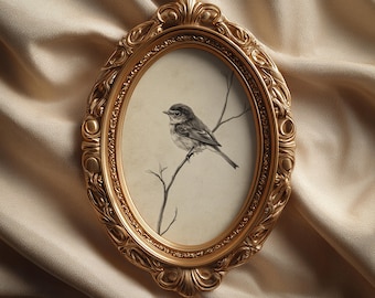 Vintage vogelschets: minimalistische lentelijntekening, rustieke boerderijbeige decor, afdrukbare muurkunst