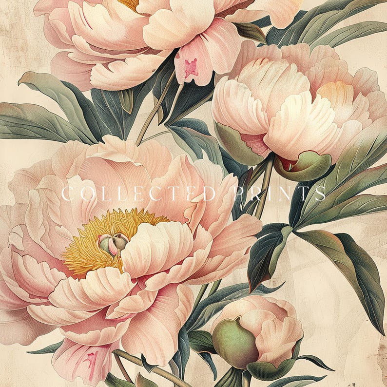 Vintage Peony Print, Botanical Gallery Wall Art (digital Download) - Etsy