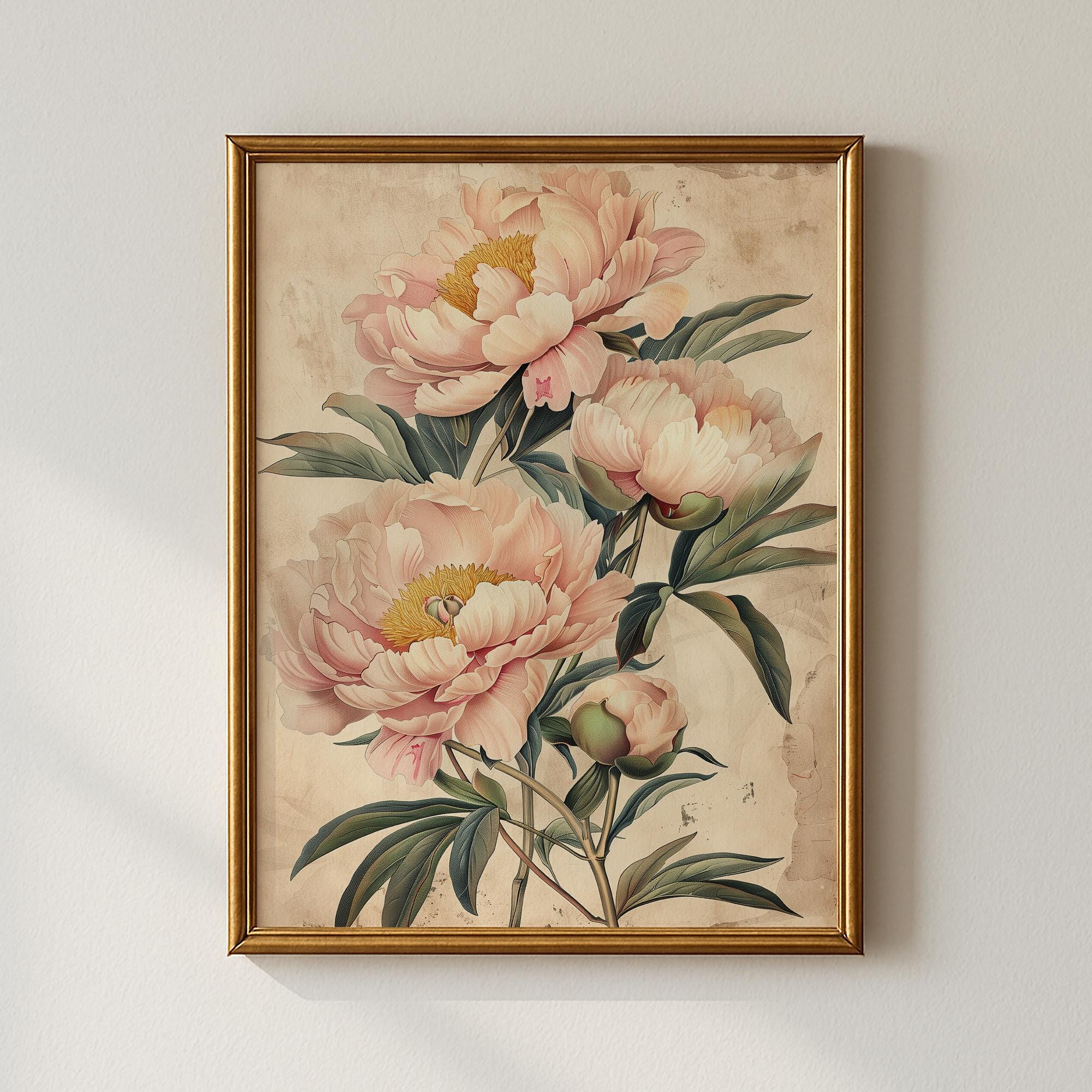 Vintage Peony Print, Botanical Gallery Wall Art (digital Download) - Etsy