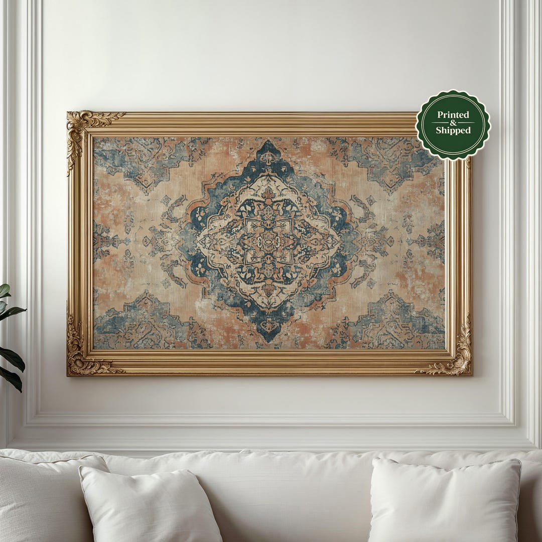 Antique Textile Art Print: Vintage Rug Pattern Wall Decor - Etsy