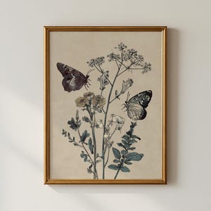 Vintage Butterfly Print, Botanical Print, Gallery Wall Art, Digital Download, Collected Prints - CPP499