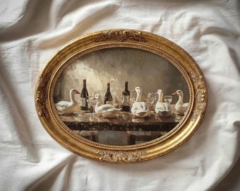Duck Wine Party Print: Quirky Retro Animal Wall Art, Fun Kitchen or Dining Room Decor