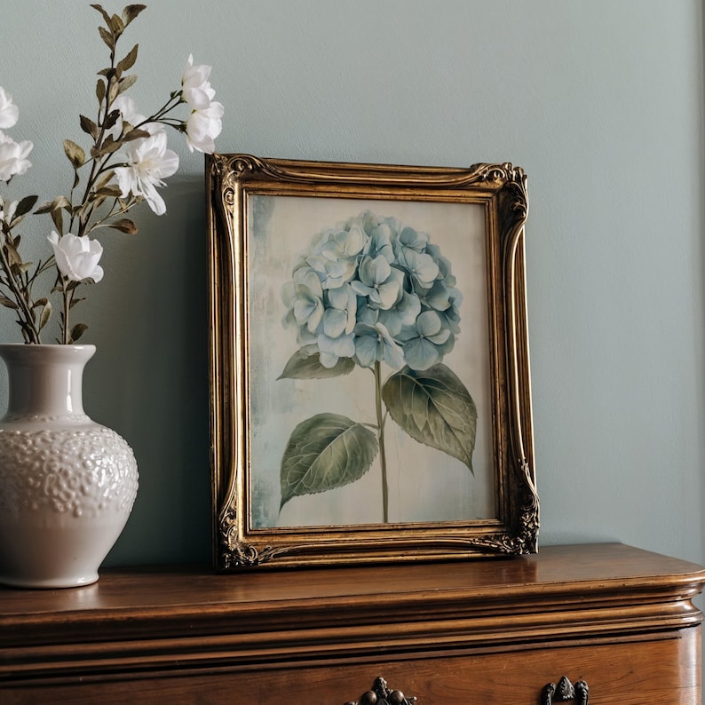 Blue Hydrangea Flower Print: Vintage Botanical Spring Wall Art, French Country Decor, Printable (Digital Download) image 5