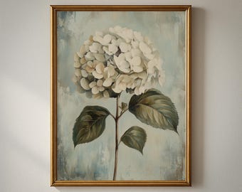 Hydrangea Flower Print: Vintage Moody Botanical Art, Antique Style Printable Wall Art