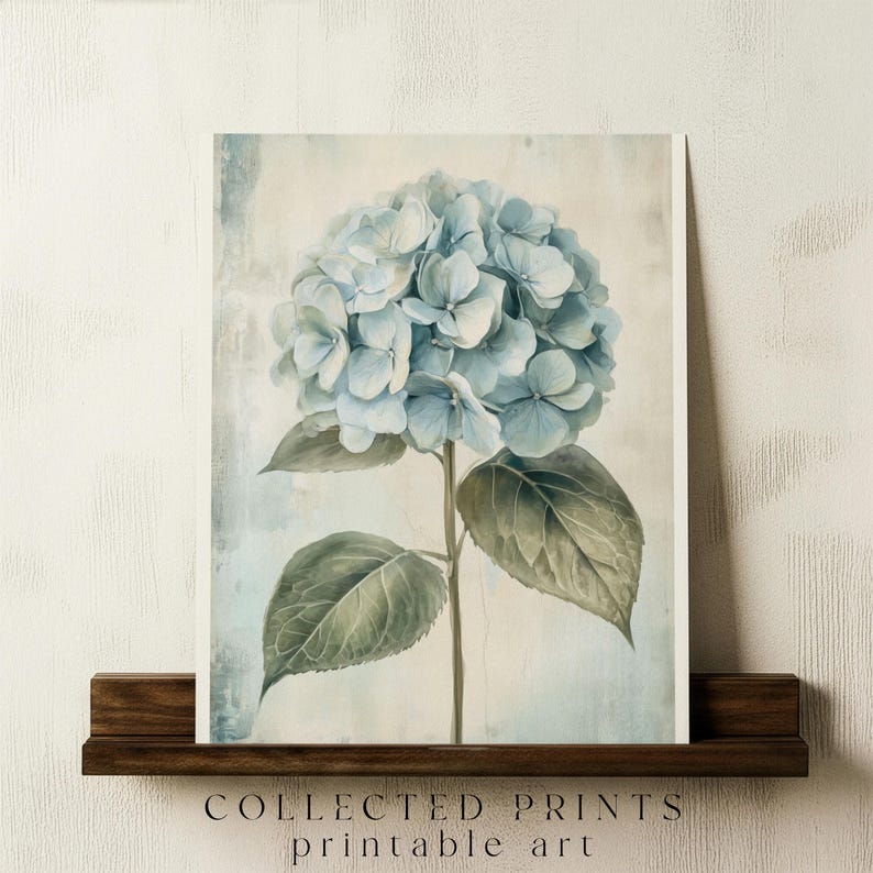 Blue Hydrangea Flower Print: Vintage Botanical Spring Wall Art, French Country Decor, Printable (Digital Download) image 2