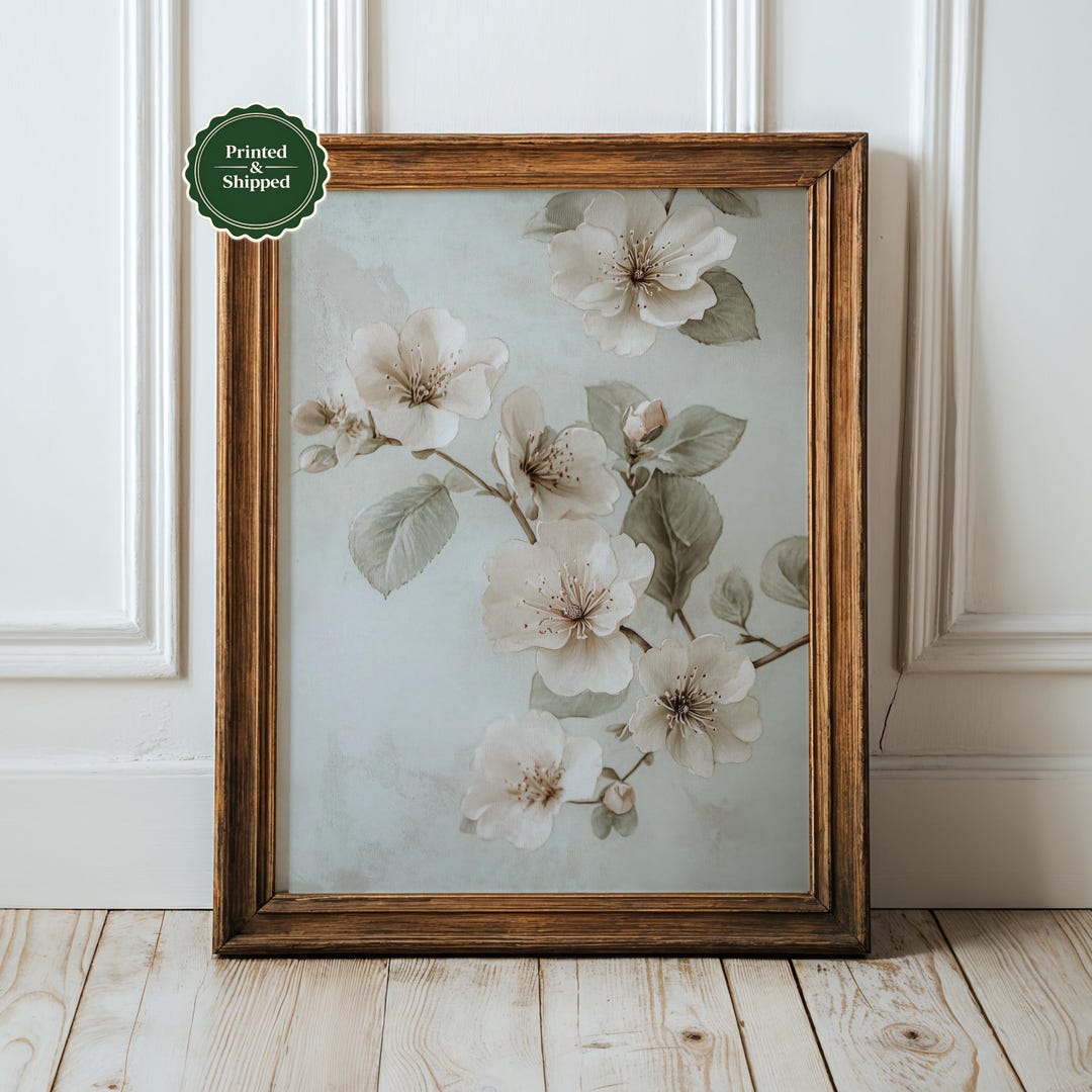 Vintage Floral Art Print: Neutral Cottagecore Wall Decor - Etsy