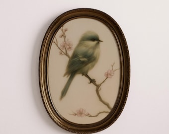 Vintage Bird Watercolor Print: Cherry Blossom Nursery Wall Art, Rustic Spring Decor
