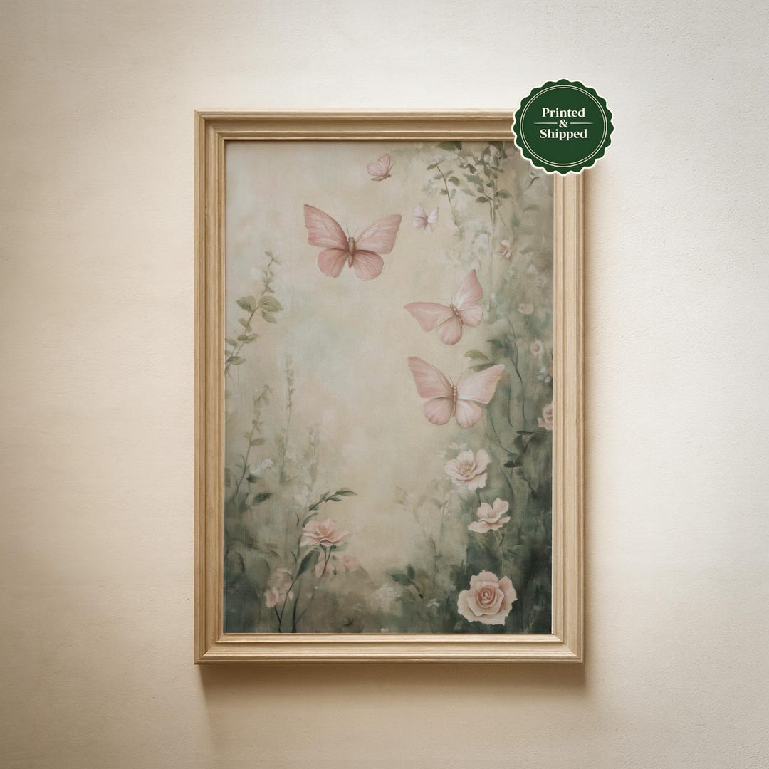 Butterfly Cloud Art Print: Vintage Cottagecore Nursery Wall Decor - Etsy