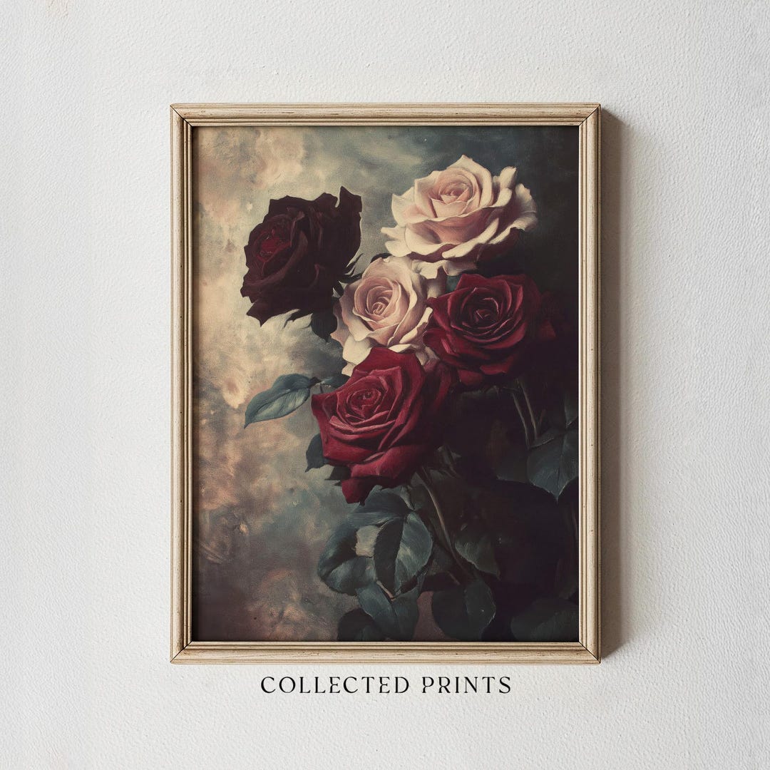Floral Still Life Print: Moody Dark Academia Wall Art, Printable ...