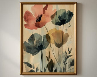 Colorful Botanical Wall Art Print: Modern Floral Poster, Vibrant Flower Artwork for Bedroom or Living Room (Printable Wall Art)