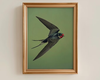 Vintage Swallow Bird Print: Art Deco Lithograph, Classic Ornithology Wall Art
