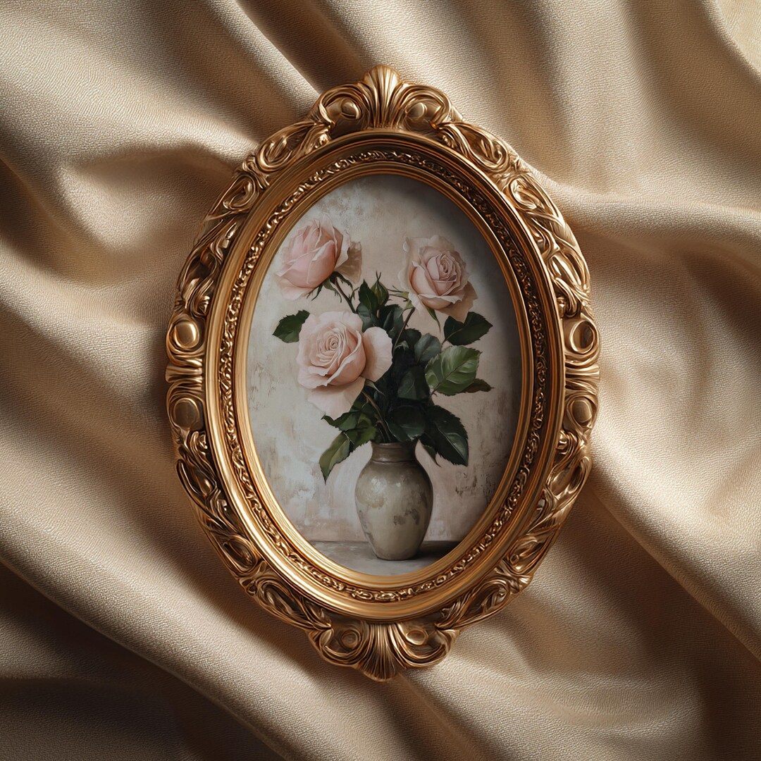Muted Pink Roses Still Life Print: Vintage Floral Wall Art, Cottagecore ...
