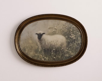 Moody Sheep Landscape Print: Vintage Summer Countryside Wall Art, Rustic Farmhouse Decor