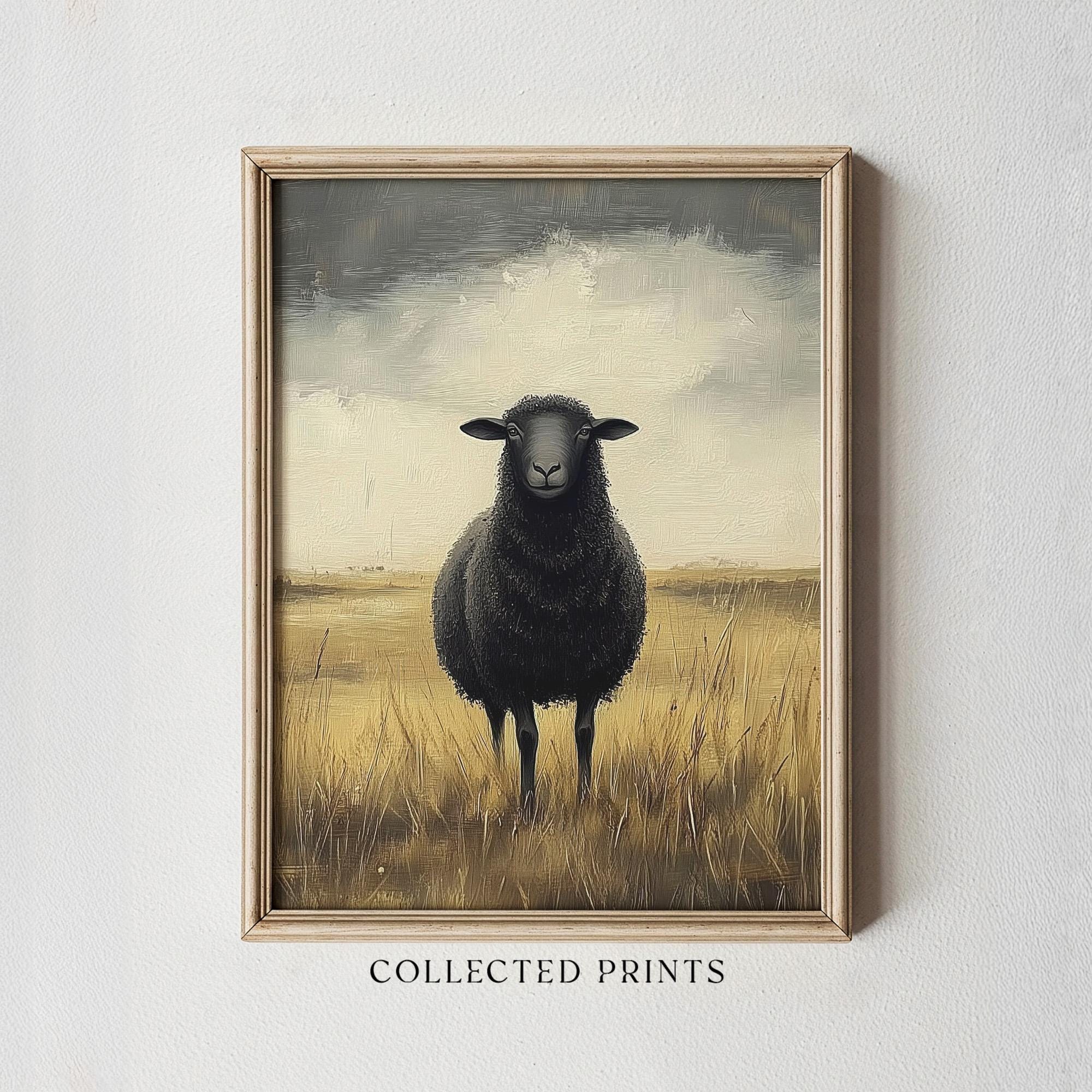 Black Sheep Art Print: Cottagecore Farmhouse Wall Decor, French