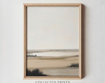 Muted Green Landscape Print: Vintage Coastal Wall Art