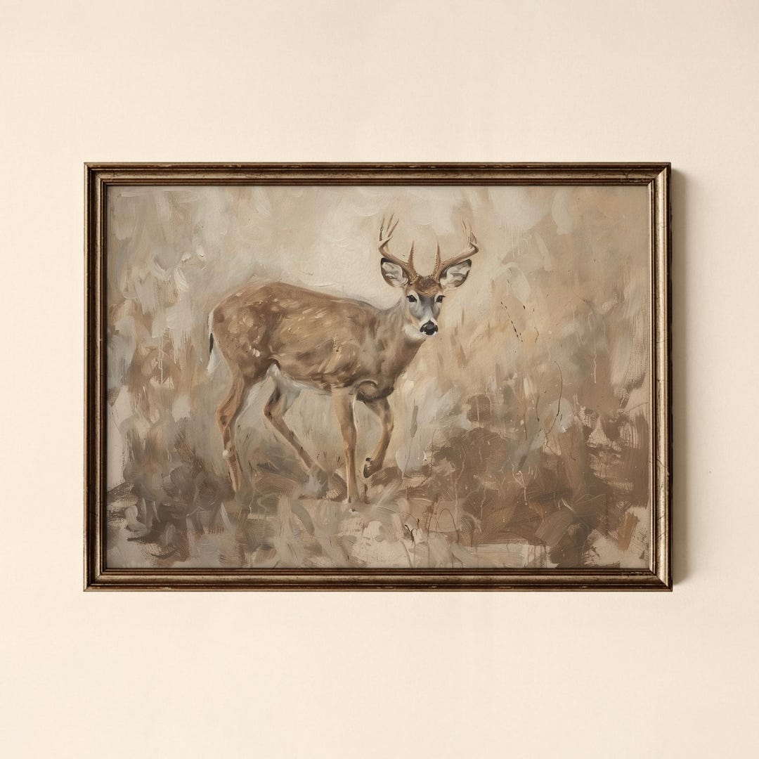 Vintage Deer Print, Rustic Forest Wall Art (digital Download) - Etsy