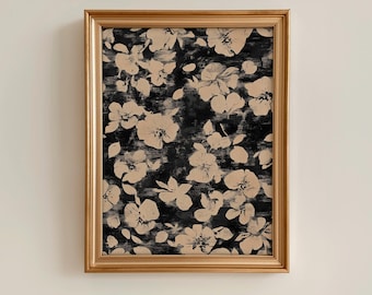 Abstract Floral Pattern Print: Minimalist Neutral Botanical Wall Art, Japanese Zen