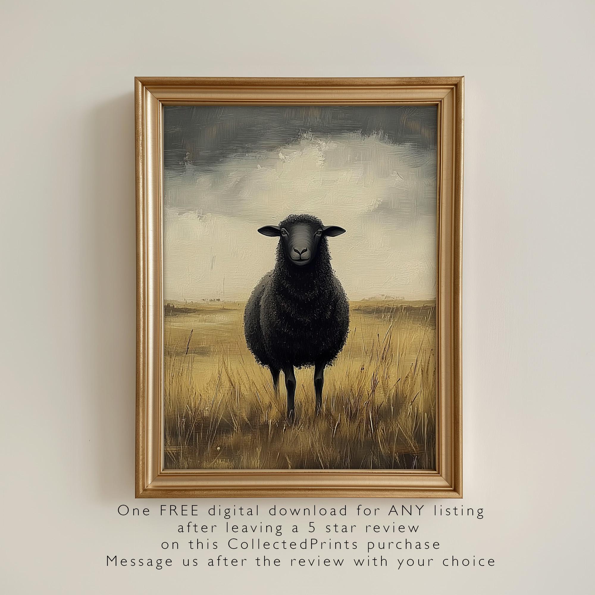Black Sheep Art Print: Cottagecore Farmhouse Wall Decor, French