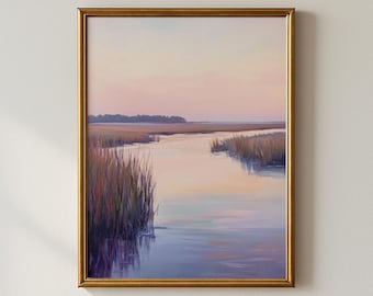 Vintage Marsh Landscape Print, Tranquil Nature Wall Art (Digital Download)