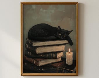 Vintage Cat Print, Antique Decor, Living Room Decor, Digital Art Print, Collected Prints - CPP595