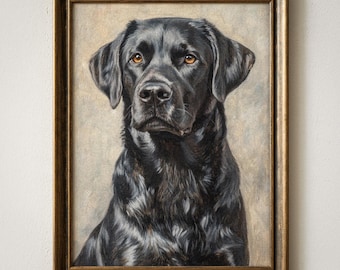 Vintage Black Lab Print: Rustic Dog Sketch Wall Art, Antique Animal Illustration, Farmhouse Decor
