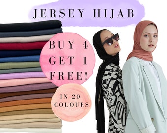 Premium Stretchy Jersey Hijab Set High Quality Lycra Shawls Luxury Scarves Islamic Present Idea for Muslim Women Plain Rectangle Maxi Wraps