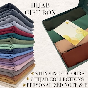 Premium hijab set geschenkdoos gepersonaliseerde kwaliteit sjaals sjaals effen omslagdoeken islamitisch cadeau voor haar jersey katoen chiffon modal medina zijde