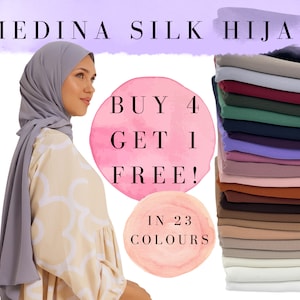 Premium Medina Silk Hijab Set High Quality Shawls Luxury Scarves Islamic Present Idea for Muslim Women Plain Rectangle Maxi Wraps Headscarf