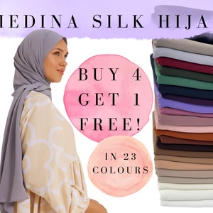 Premium Medina Silk Hijab Set High Quality Shawls Luxury Scarves Islamic Present Idea for Muslim Women Plain Rectangle Maxi Wraps Headscarf