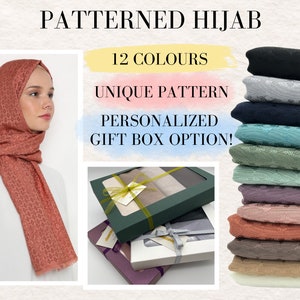 Unique Pattern Hijab Set Personalized Gift Box for Her Soft Quality Shawls Luxury Scarves Islamic Present Idea for Muslim Women Plain Wraps
