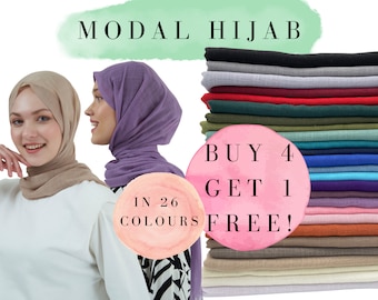 Premium Modal Cotton Hijab Set High Quality Shawls Luxury Scarves Present Idea for Muslim Women Maxi Plain Rectangle Wraps Jersey Silk