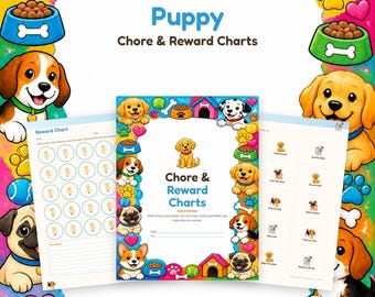 Puppy Chore Chart Printable, Kids Reward Chart, Morning Routine Chart, Bedtime Routine, Behavior Chart, Sticker Chart