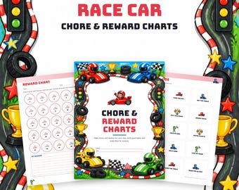 Race Car Chore Chart Printable, Kids Reward Chart, Morning Routine Chart, Bedtime Routine, Behavior Chart, Sticker Chart